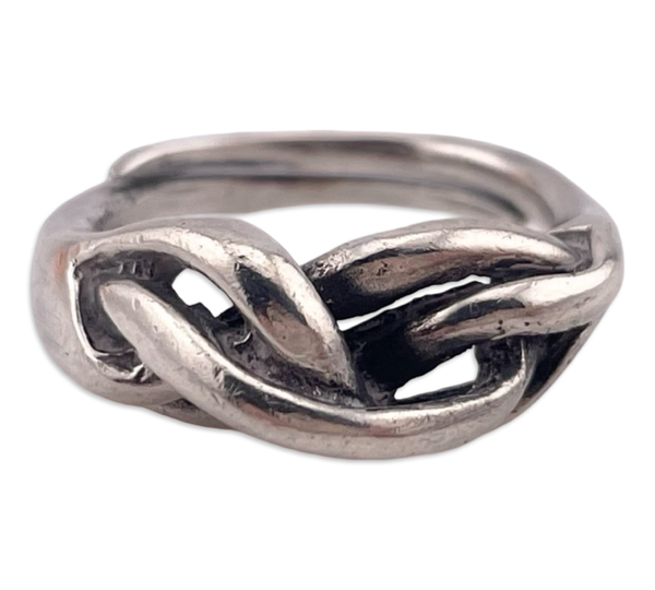 size sterling silver stoneless woven knotted adjustable band ring