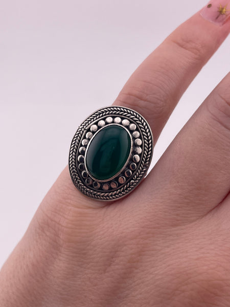 size 6.5 sterling silver green onyx ring
