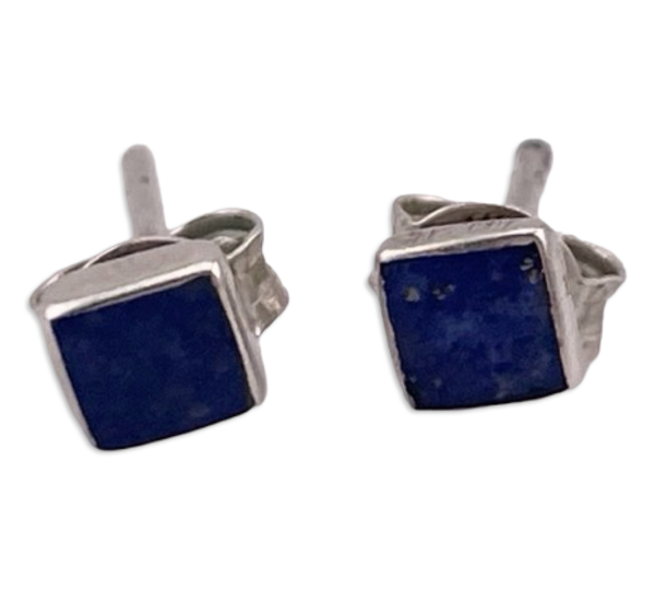 sterling silver lapis stud post earrings
