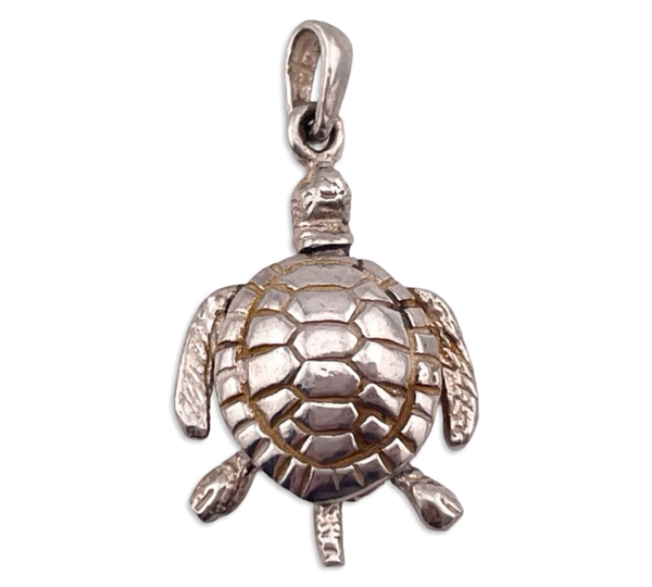 sterling silver articulated sea turtle pendant