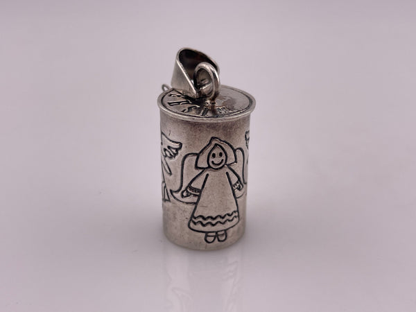 sterling silver angel “wishes” canister compartment pendant