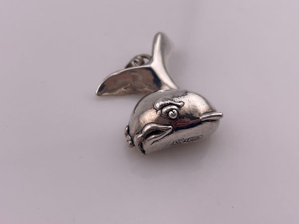 sterling silver puffy whale pendant