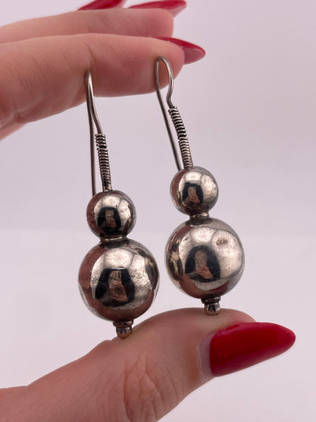 sterling silver stoneless ball dangle earrings **AS IS**