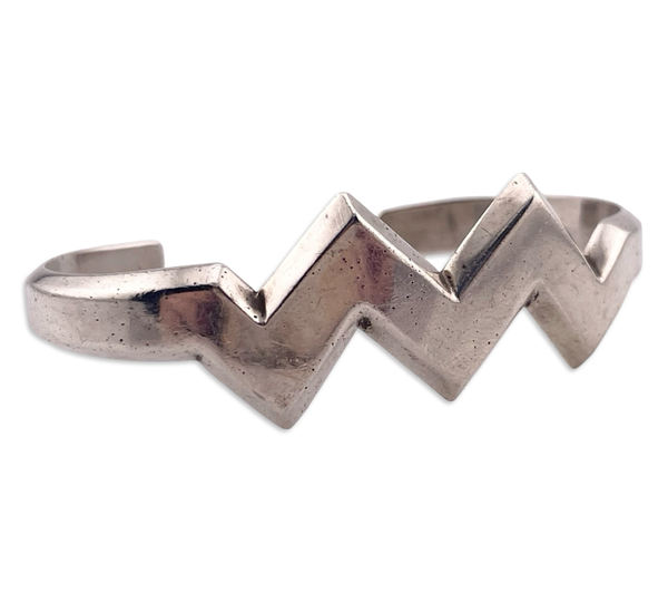 sterling silver Pine Springs stoneless zig zag cuff bracelet
