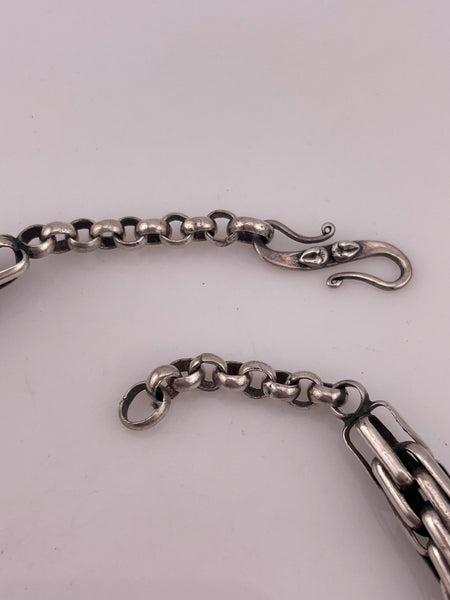 sterling silver heavy multi-rectangle barrel link chain necklace