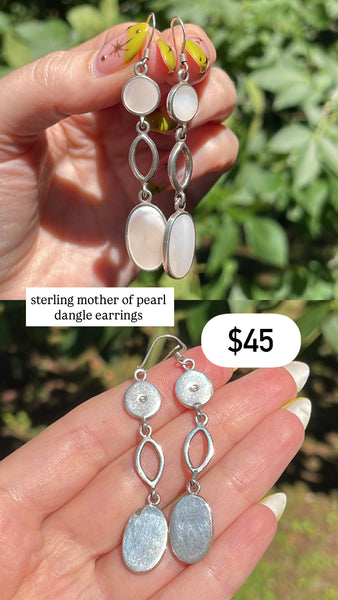RESERVED PRIVATE LISTING -- sterling silver mother of pearl earrings B14