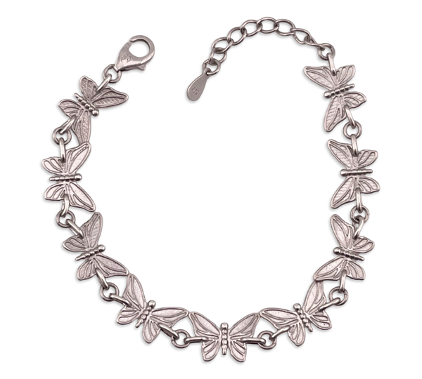 sterling silver butterfly link bracelet