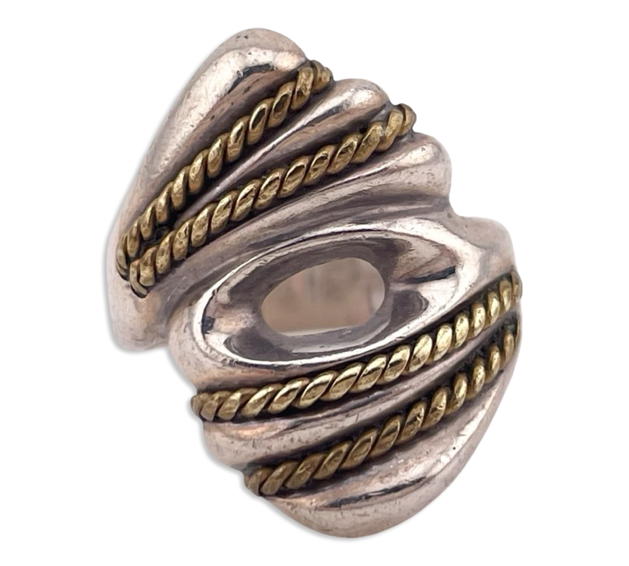 size 8.25 sterling silver & brass stoneless ring