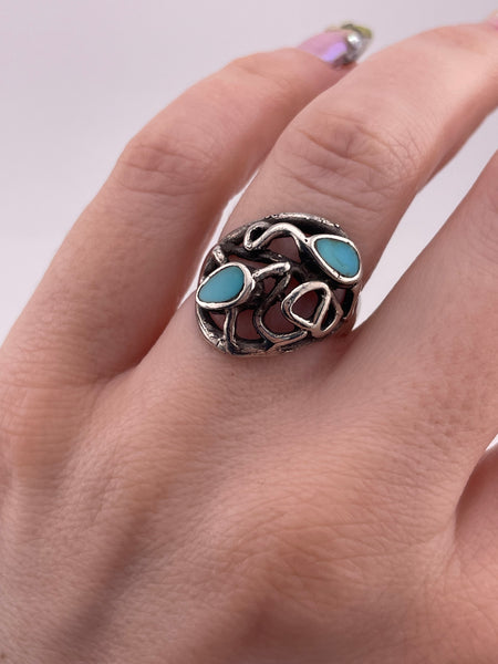 size 7 sterling silver synthetic turquoise ring
