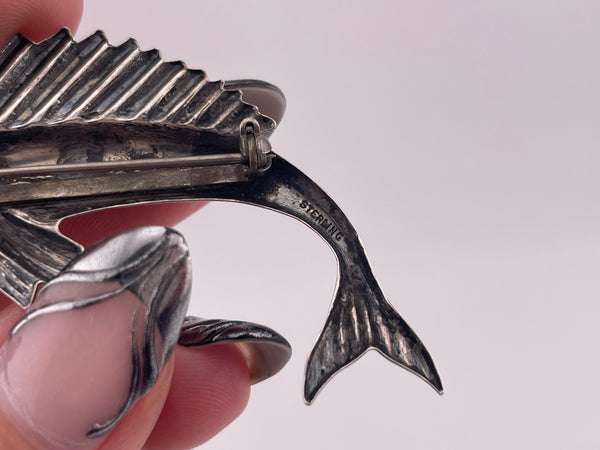 sterling silver pressed sailfish brooch pin