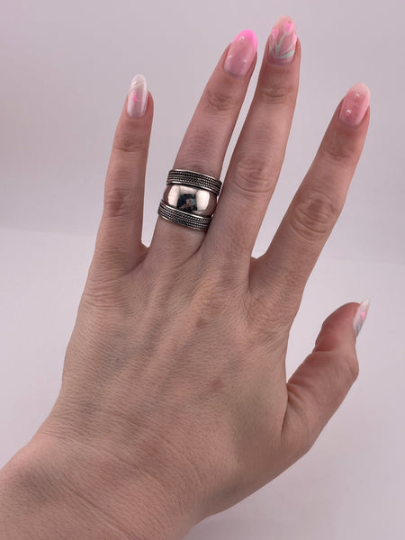 size 6.5 sterling silver chunky wide band stoneless ring