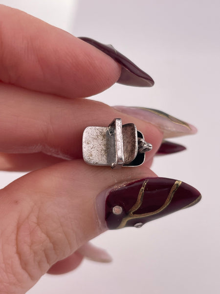 sterling silver rhodium plated cat or dog? in basket pendant