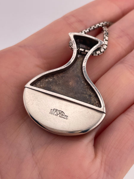 sterling silver Neils Erik From Denmark modernist onyx necklace