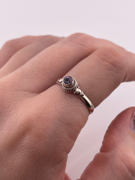 size 8.5 sterling silver faceted amethyst ring