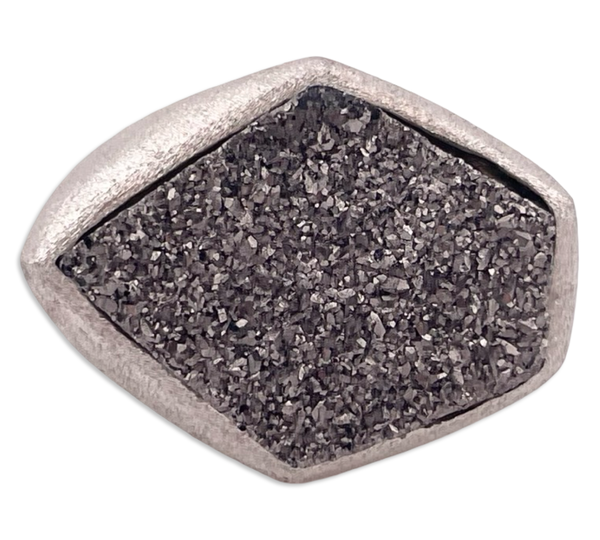 size 7.75 sterling silver textured brushed matte finish chunky druzy doublet ring