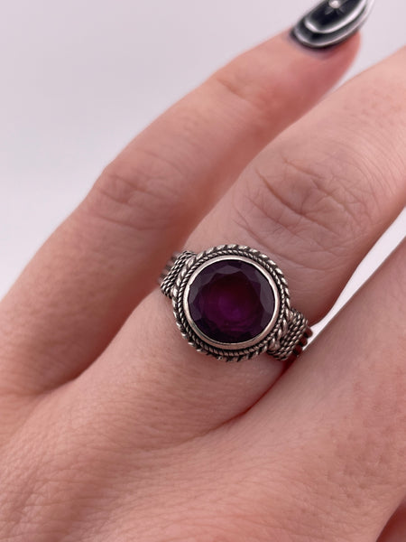 size 6.25 sterling silver faceted amethyst ring
