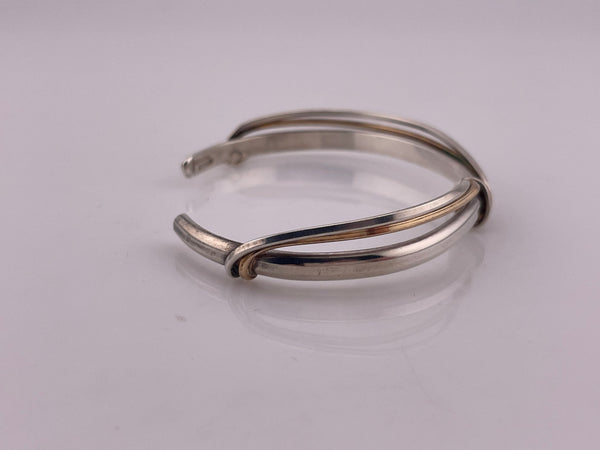 sterling silver & gold filled wire wrap cuff bracelet