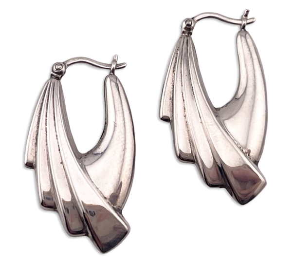 sterling silver textured puffy hoop earrings