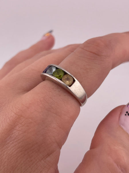 size 8 sterling silver multi-gemstone ring