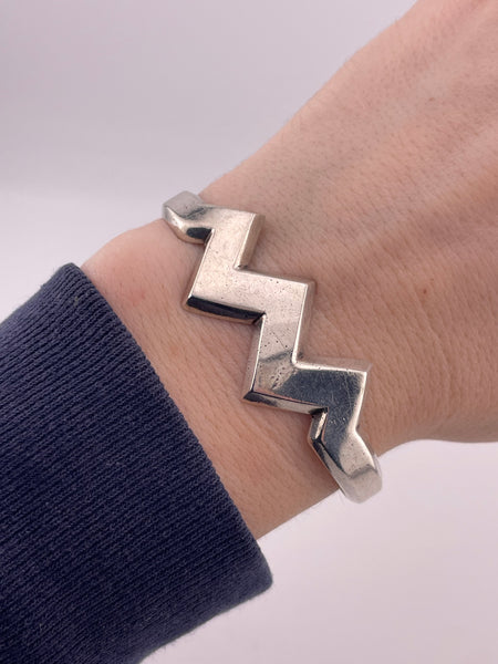 sterling silver Pine Springs stoneless zig zag cuff bracelet