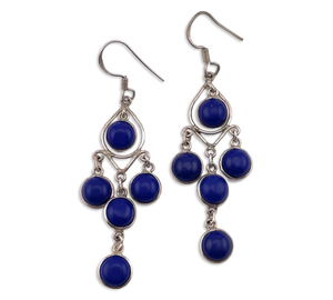 sterling silver lapis hook dangle  earrings
