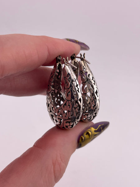 sterling silver cut-out basket hoop earrings