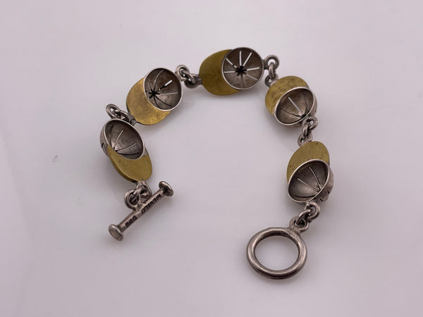 sterling silver & brass 7 3/4" hat toggle link bracelet