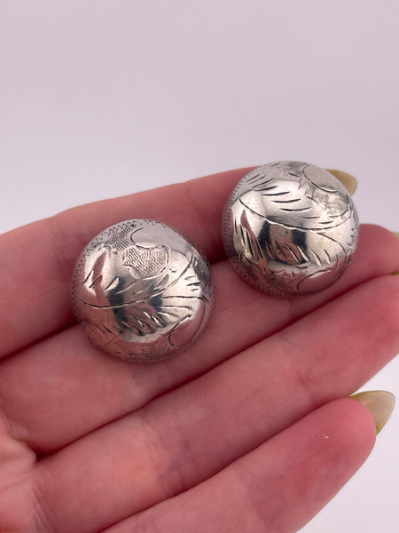 sterling silver etched dome post earrings