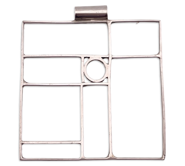 sterling silver stoneless abstract square rectangle shapes pendant