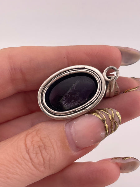 sterling silver dark purple amethyst pendant