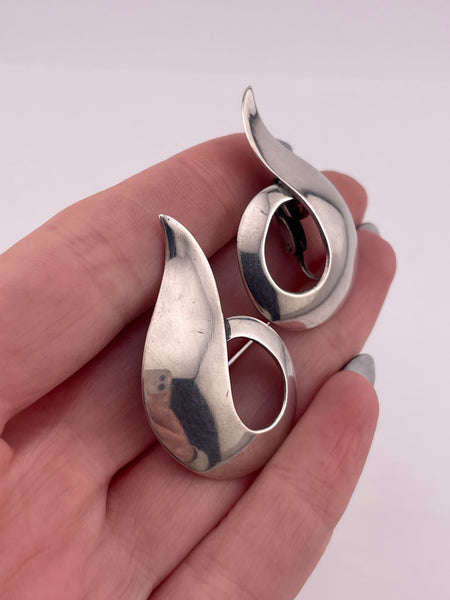 sterling silver Coro stoneless clip-on earrings