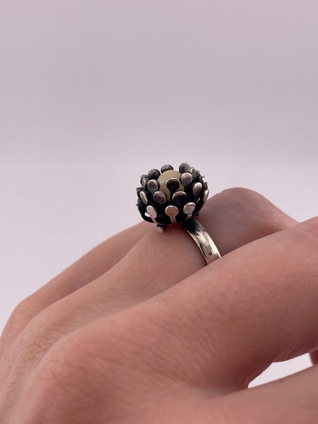 size 6.5 sterling silver Beau abstract plastic adjustable band ring