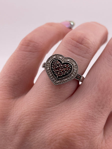 size 7 sterling silver heart diamond ring