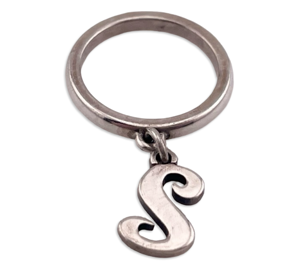 size 3 sterling silver James Avery 'S' letter initial charm ring