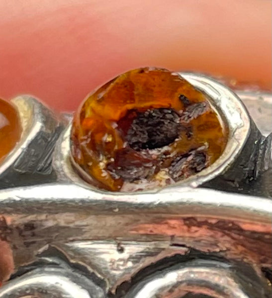 size 7 sterling silver amber cluster ring **AS IS**