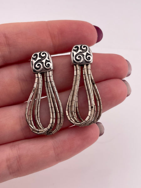 sterling silver stoneless liquid silver beaded post earrings