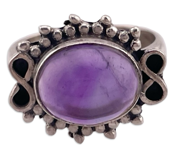 $$$ size 7 sterling silver amethyst dotted setting ring