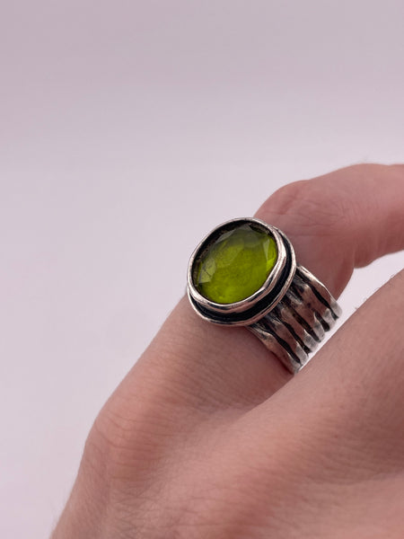 size 5.5 sterling silver Silpada faceted green glass ring ***AS IS***