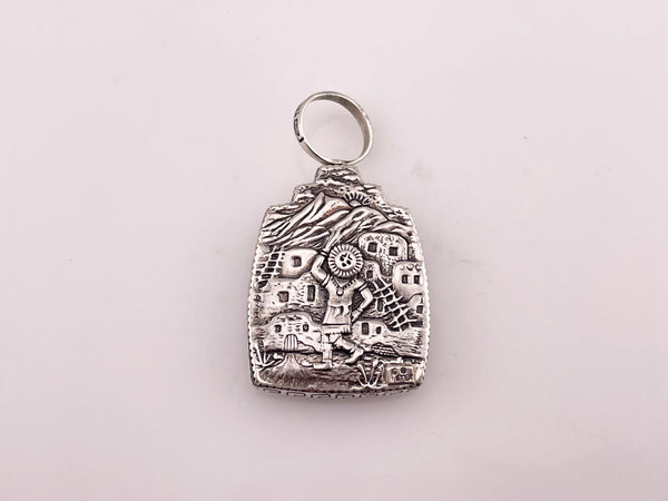 sterling silver Carol Felley reversible spinning double sided turquoise pendant