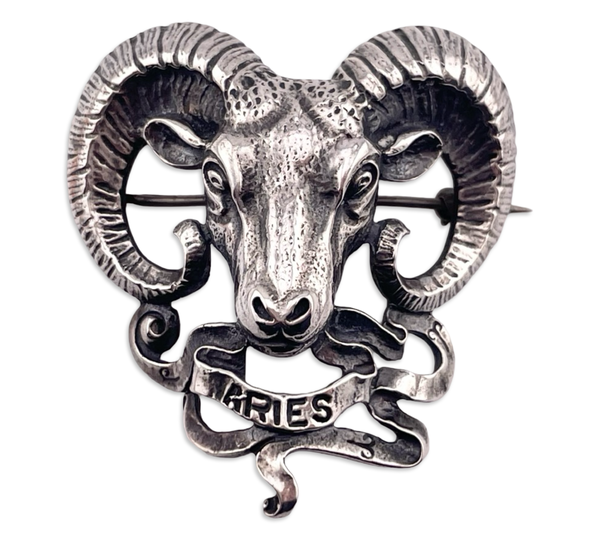 sterling silver Cini Aries the Ram zodiac brooch pin