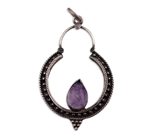 sterling silver amethyst dot design pendant