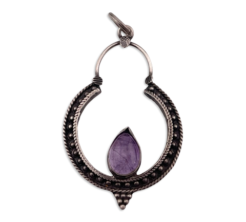 sterling silver amethyst dot design pendant
