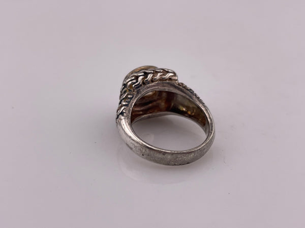 size 6 sterling silver faceted yellow glass ring