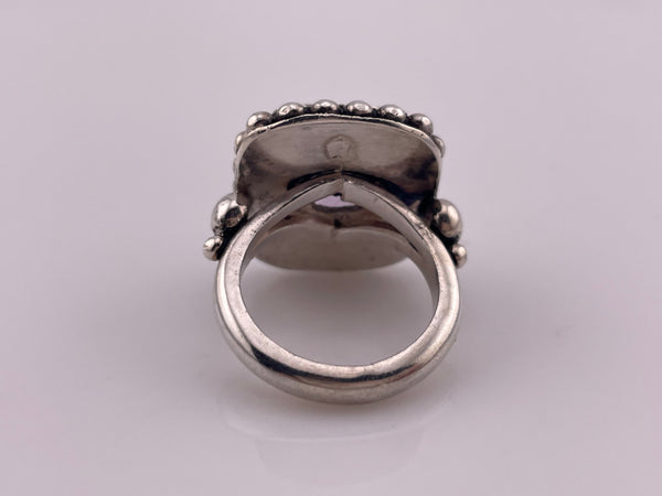 size 8.25 sterling silver chunky heavy faceted amethyst rectangle ball design ring