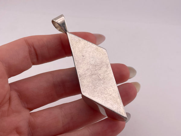 sterling silver DTR 2-7/8" stabilized turquoise pendant