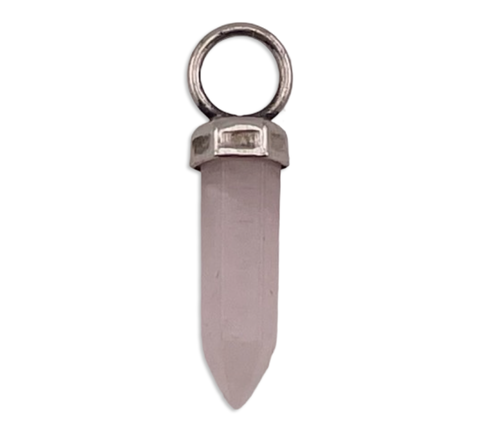 sterling silver small rose quartz crystal point pendant