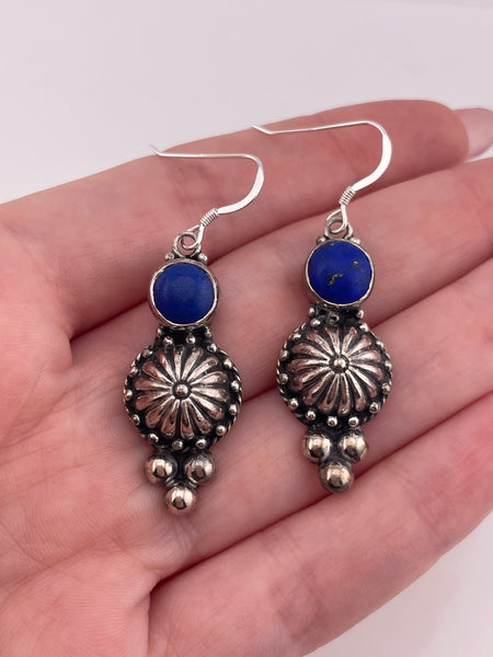 sterling silver lapis hook dangle earrings