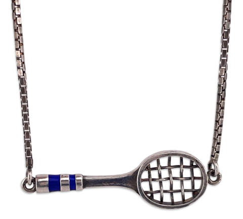 sterling silver 15" racket necklace