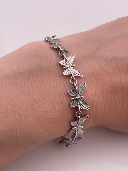 sterling silver butterfly link bracelet