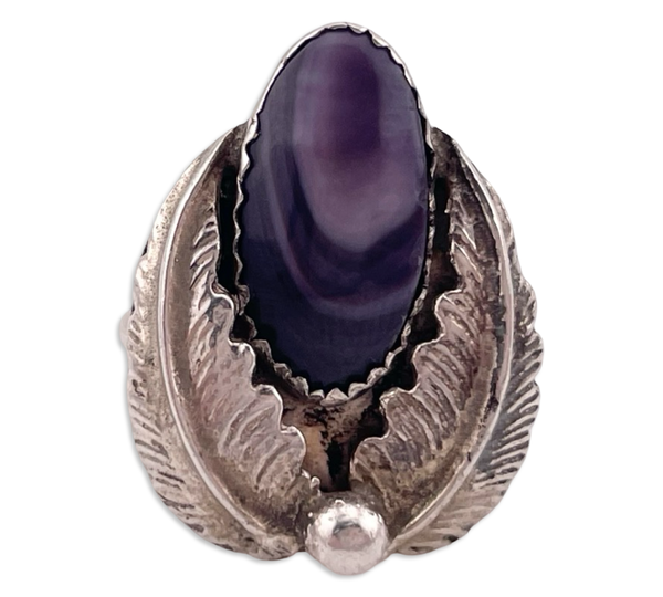 size 4.75 sterling silver wampum leaf ring